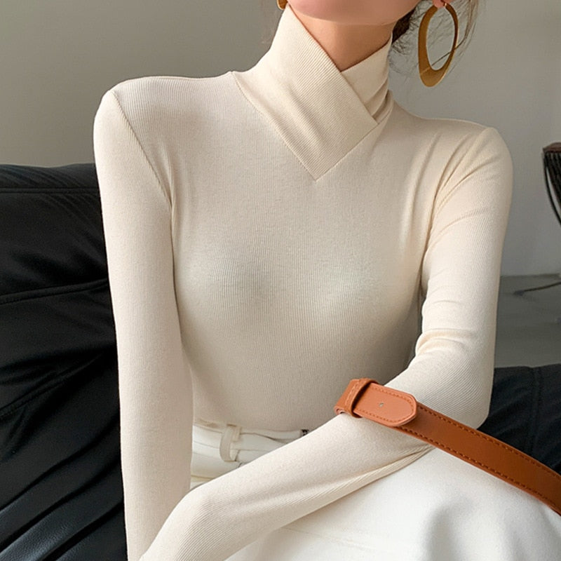 Women's Stylish Long Sleeve Turtleneck Sweater-Metro Lane Plaza
