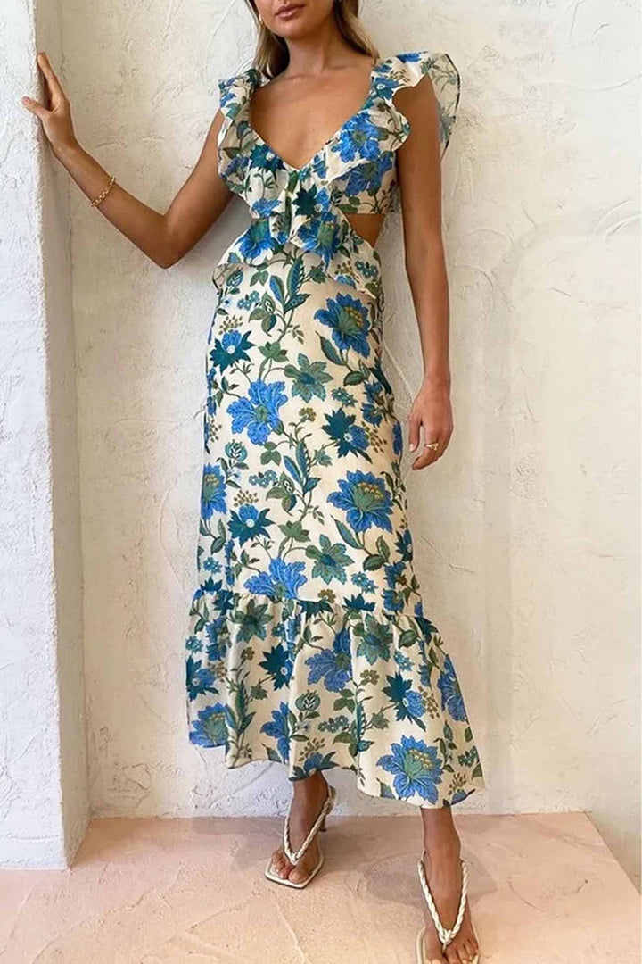 Molly | Women's Floral Sleeveless Maxi Dress-Metro Lane Plaza