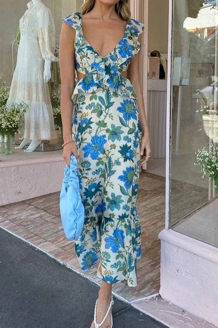 Molly | Women's Floral Sleeveless Maxi Dress-Metro Lane Plaza