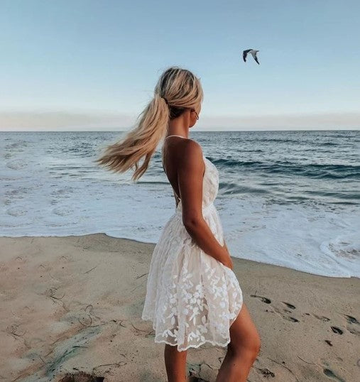 Molly | Women's V-Neck Casual Mini Dress-Metro Lane Plaza