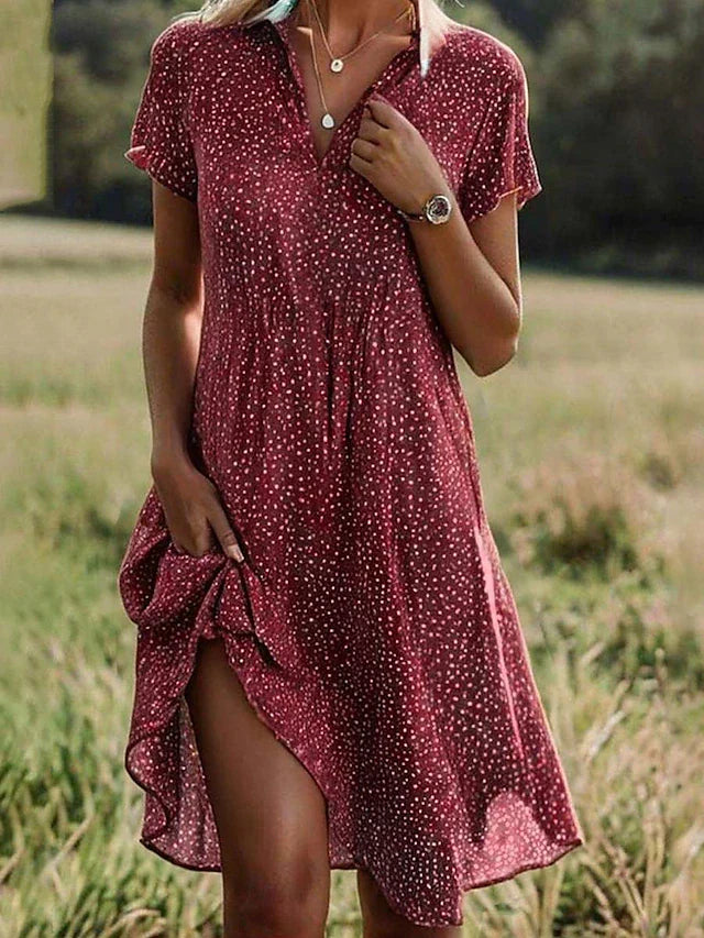 Women's Stylish Midi Shirt Dress | Comfortable Short-Sleeve Design-Metro Lane Plaza