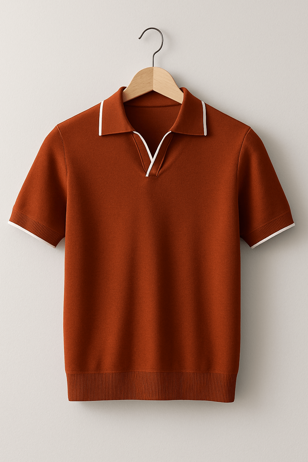 Aaron | Men's Knitted Polo Shirt with Short Sleeve and Contrast Edge-Metro Lane Plaza
