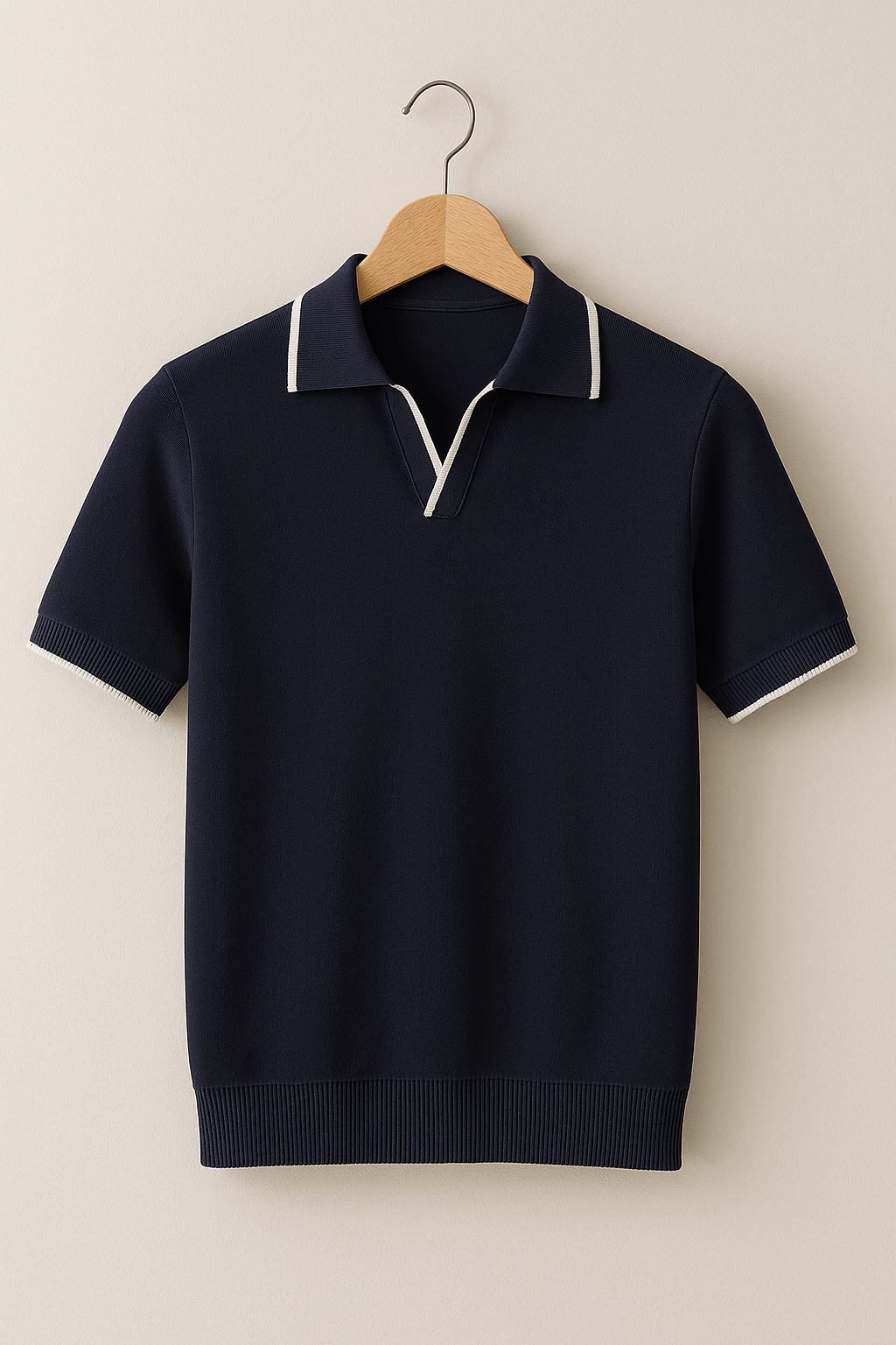 Aaron | Men's Knitted Polo Shirt with Short Sleeve and Contrast Edge-Metro Lane Plaza