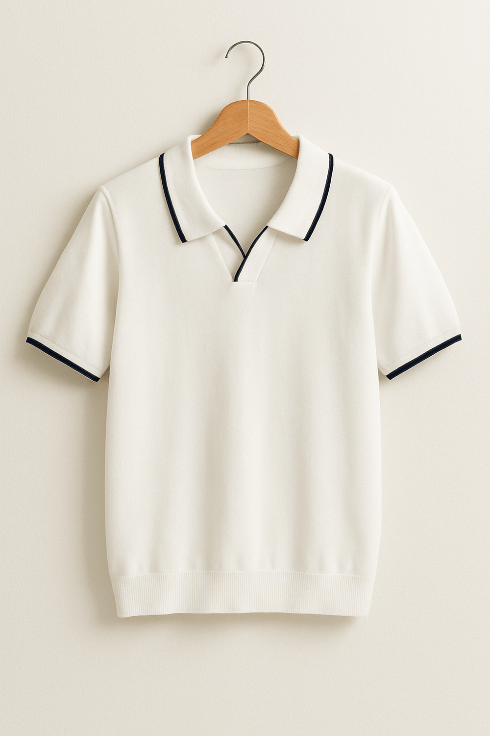 Aaron | Men's Knitted Polo Shirt with Short Sleeve and Contrast Edge-Metro Lane Plaza