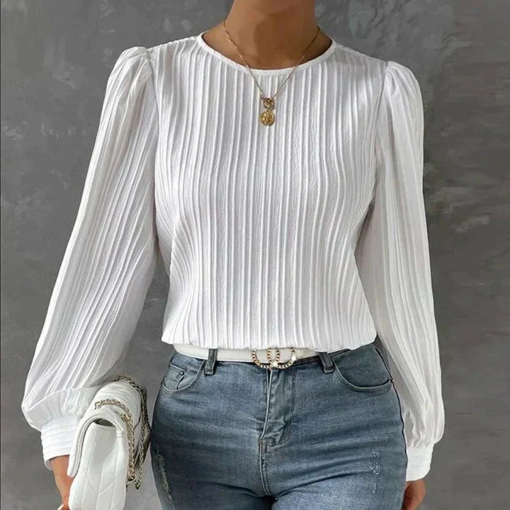 Women's Textured Blouse with Vertical Lines-Metro Lane Plaza