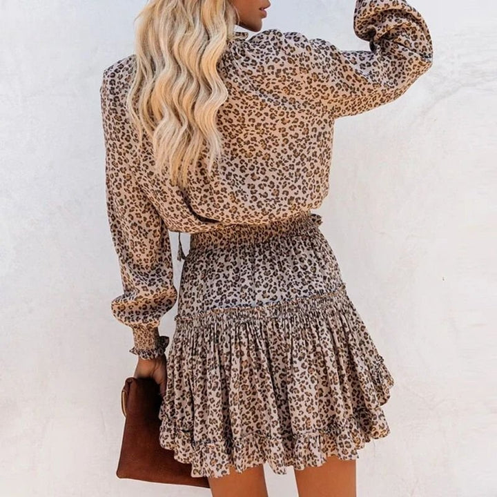 Catharina | Women's Leopard Print Mini Dress-Metro Lane Plaza