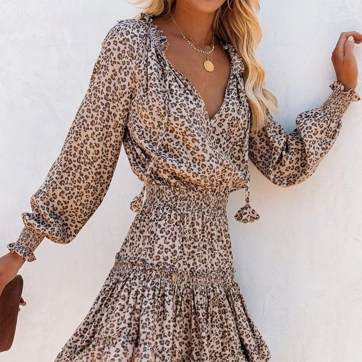 Catharina | Women's Leopard Print Mini Dress-Metro Lane Plaza