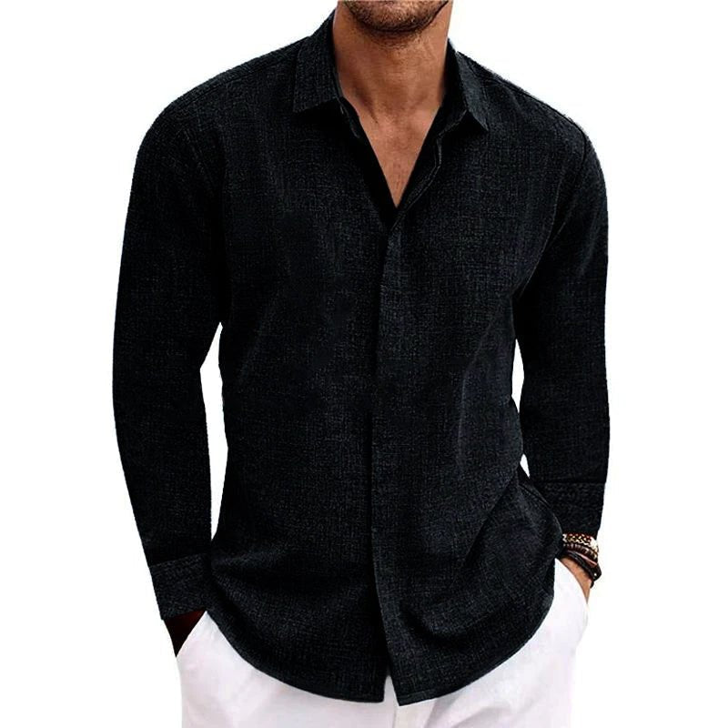 Dan | Men's Casual Long Sleeve Shirt-Metro Lane Plaza