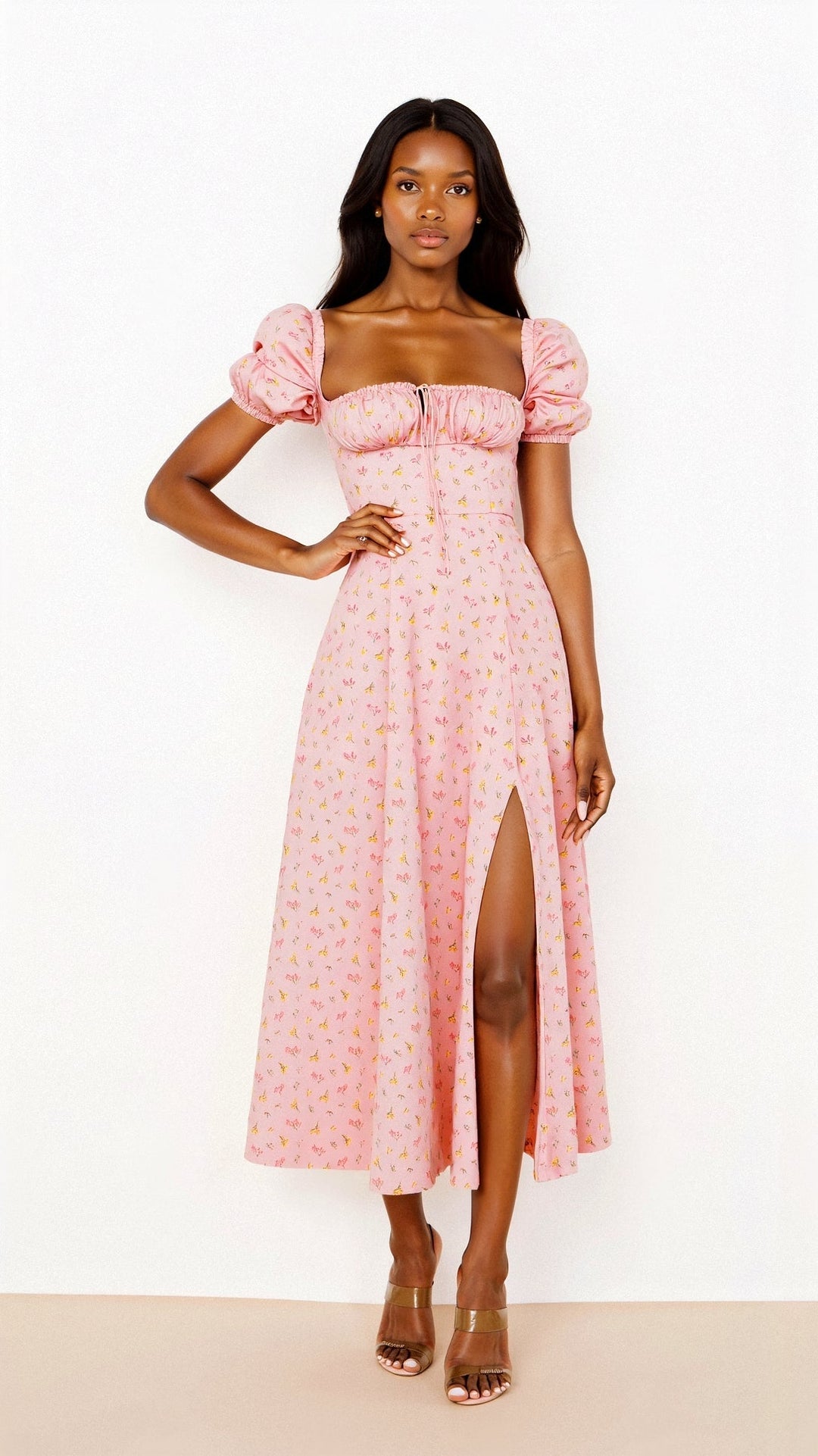 Daniela | Women's Square Neck Midi Dress-Metro Lane Plaza