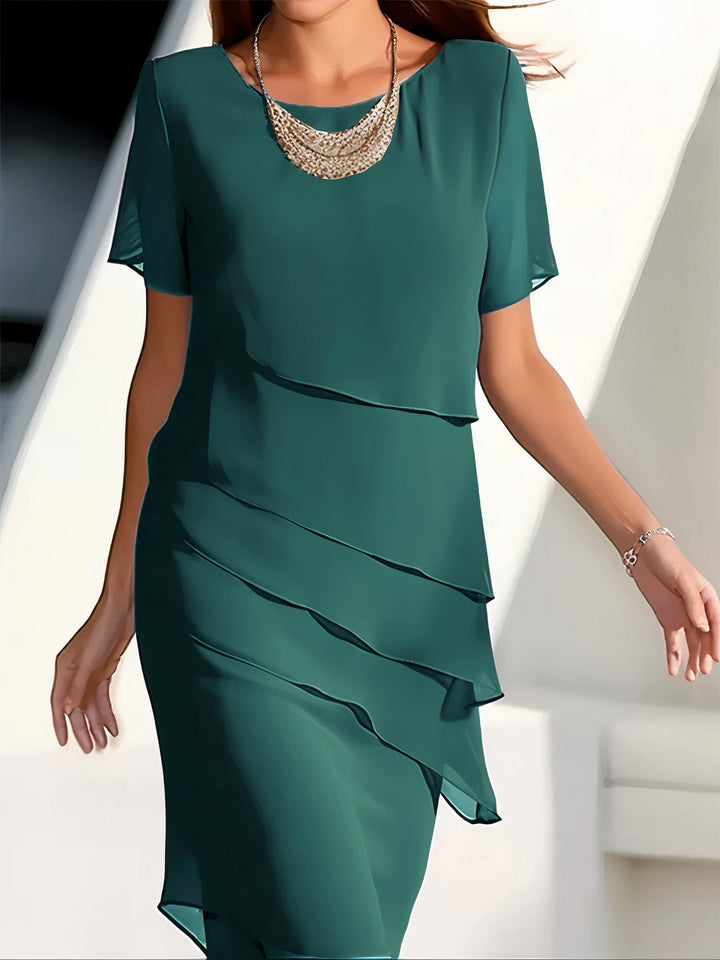 Arya | Elegant Tiered Chiffon Dress for Women-Metro Lane Plaza