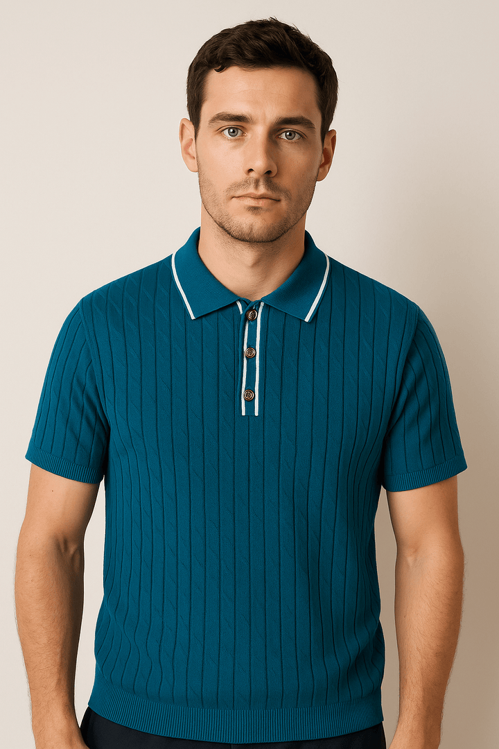 David | Men's Polo Shirt with Contrast Collar-Metro Lane Plaza