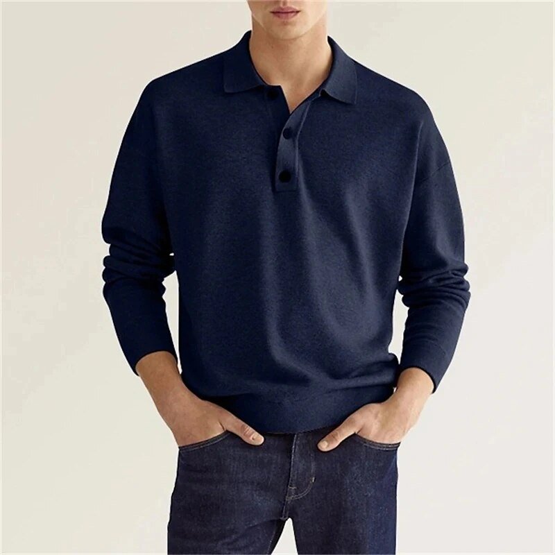 Elias | Men's Long Sleeve Polo Shirt-Metro Lane Plaza