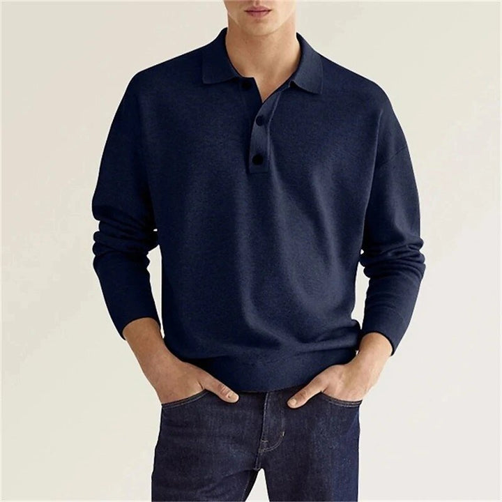 Elias | Men's Long Sleeve Polo Shirt-Metro Lane Plaza
