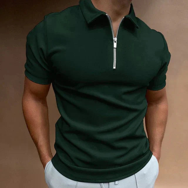Emil | Men's Short Sleeve Polo with Zipper-Metro Lane Plaza