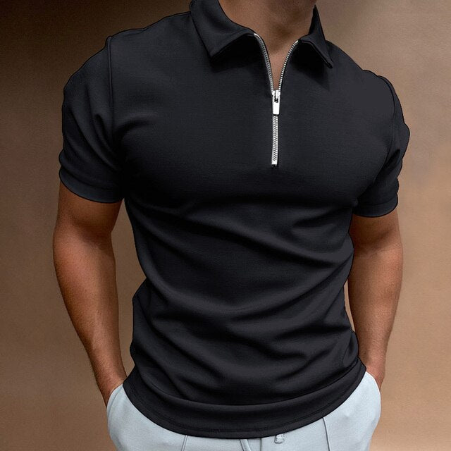 Emil | Men's Short Sleeve Polo with Zipper-Metro Lane Plaza
