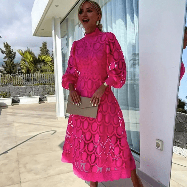 Freja | Women's Lace Midi Dress-Metro Lane Plaza