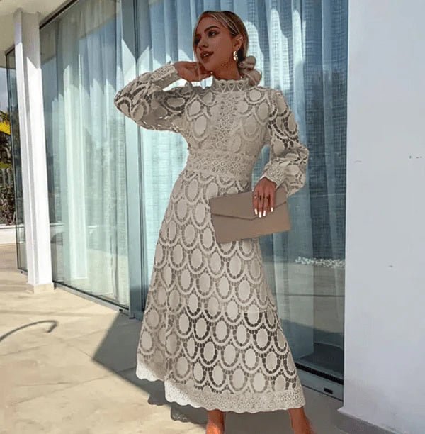 Freja | Women's Lace Midi Dress-Metro Lane Plaza
