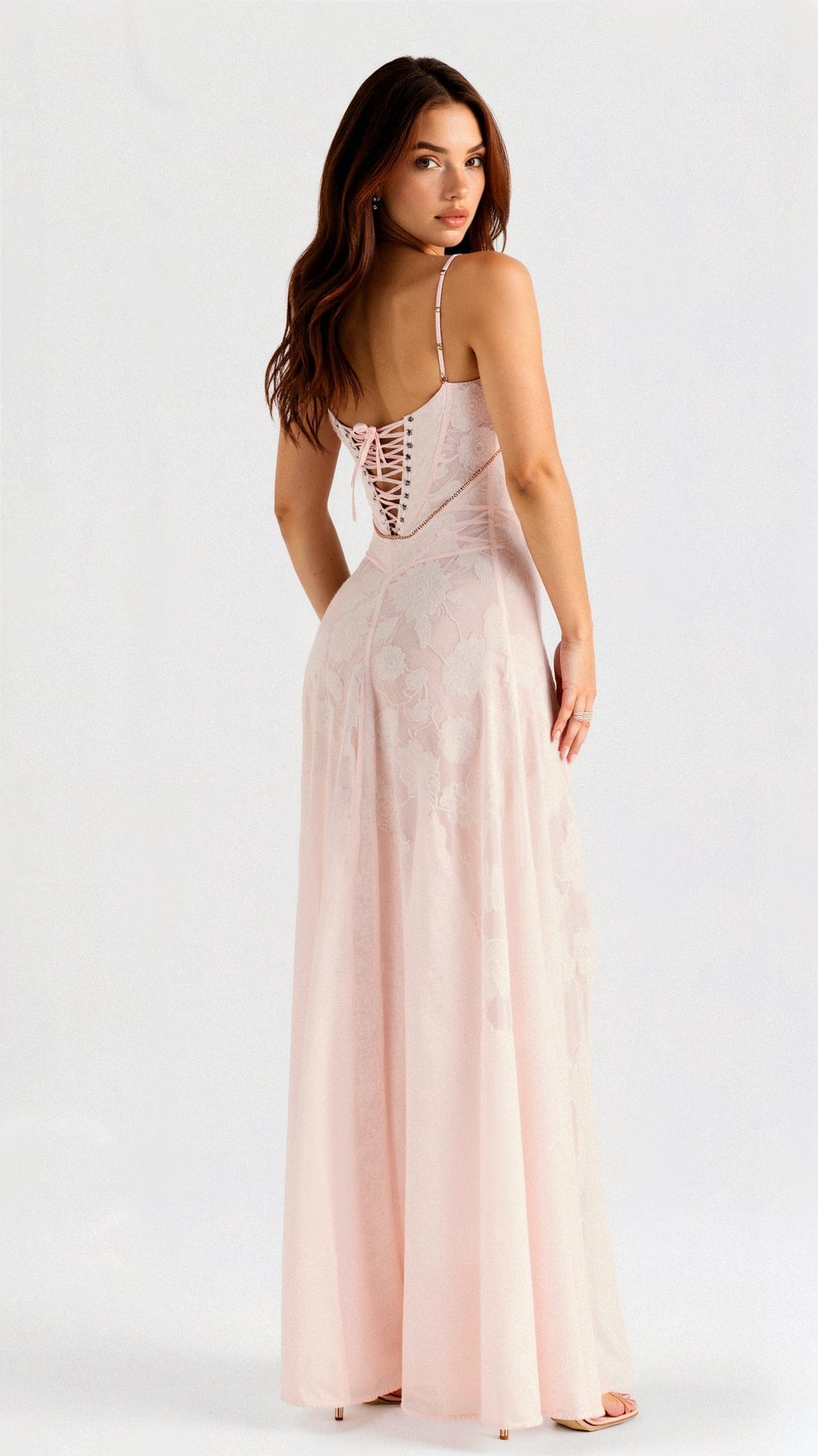 Hannah | Women's Floral Transparent Maxi Dress-Metro Lane Plaza