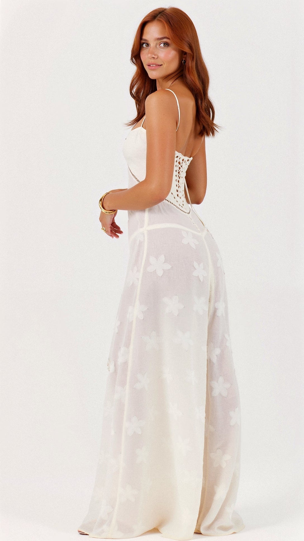 Hannah | Women's Floral Transparent Maxi Dress-Metro Lane Plaza