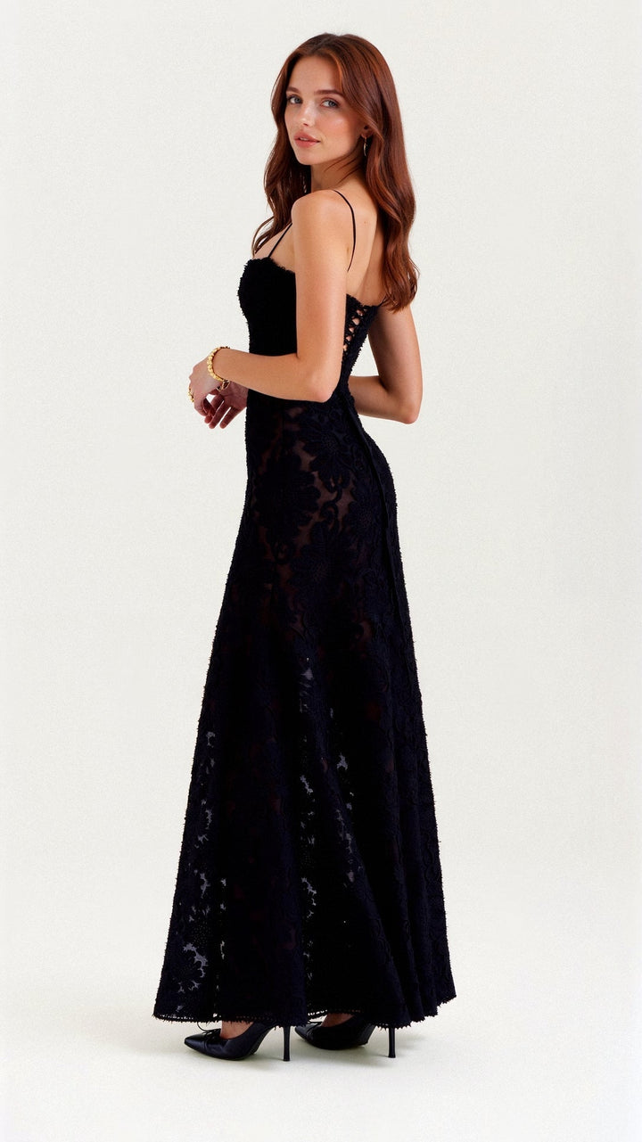 Hannah | Women's Floral Transparent Maxi Dress-Metro Lane Plaza