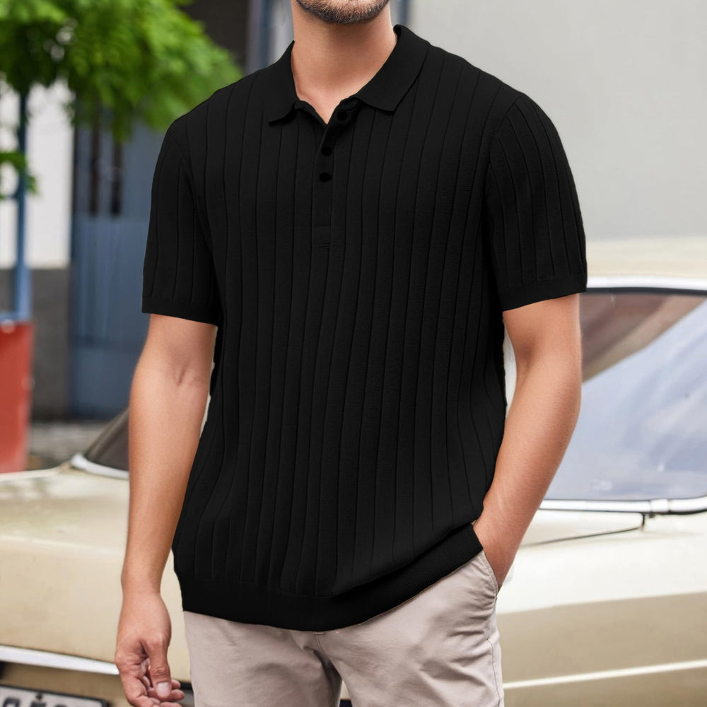 Isaak | Men's Ribbed Short Sleeve Polo Shirt-Metro Lane Plaza