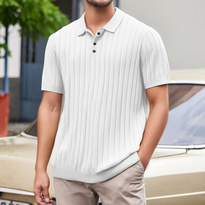 Isaak | Men's Ribbed Short Sleeve Polo Shirt-Metro Lane Plaza