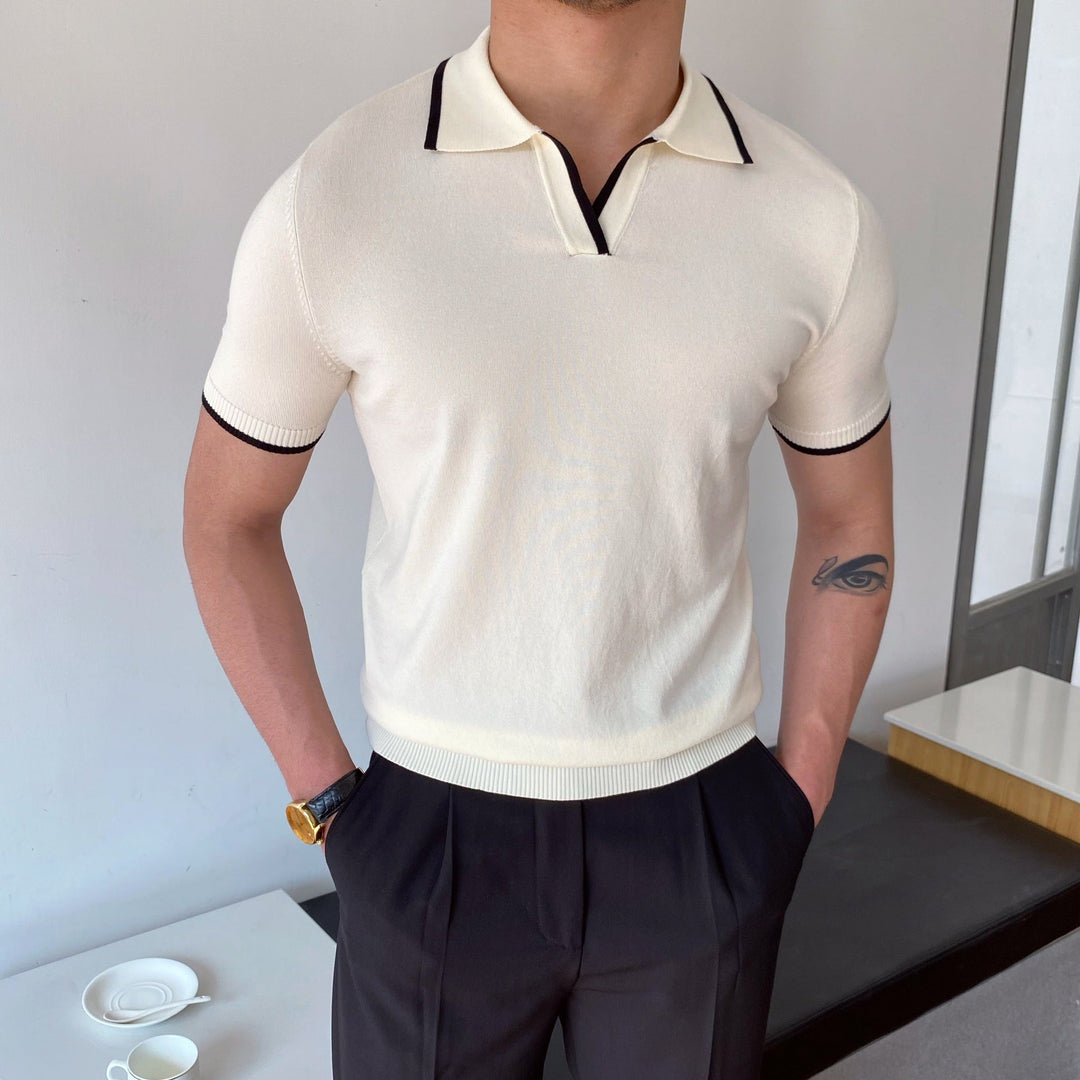 Jakob | Men's Polo Shirt with Contrast Collar-Metro Lane Plaza