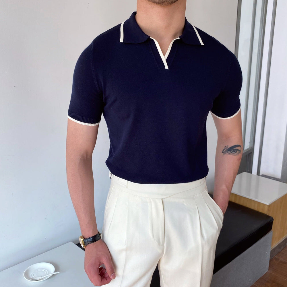 Jakob | Men's Polo Shirt with Contrast Collar-Metro Lane Plaza
