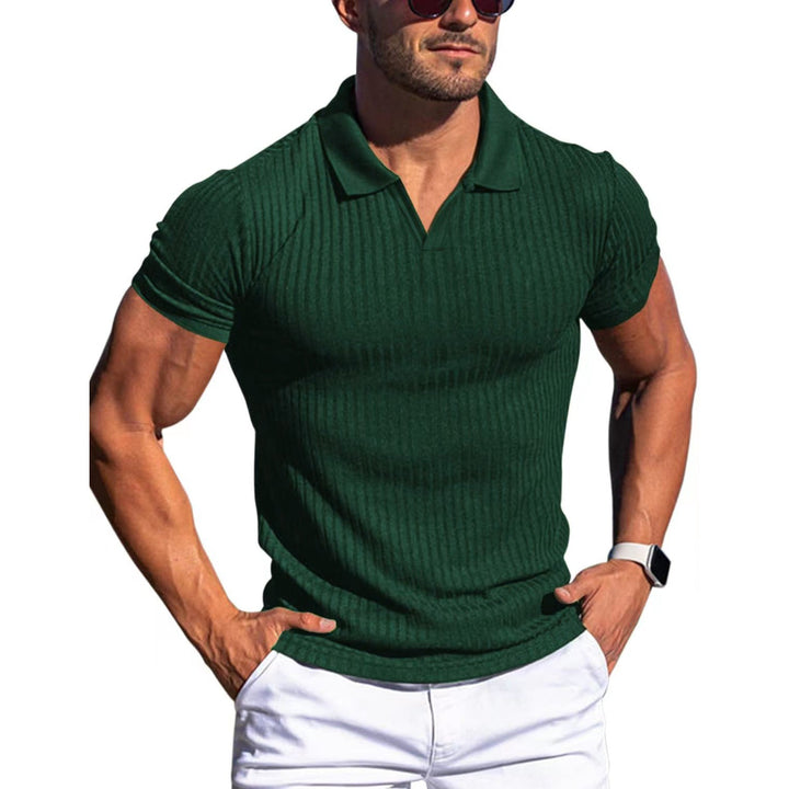 Johan | Men's Ribbed Short Sleeve Polo Shirt-Metro Lane Plaza