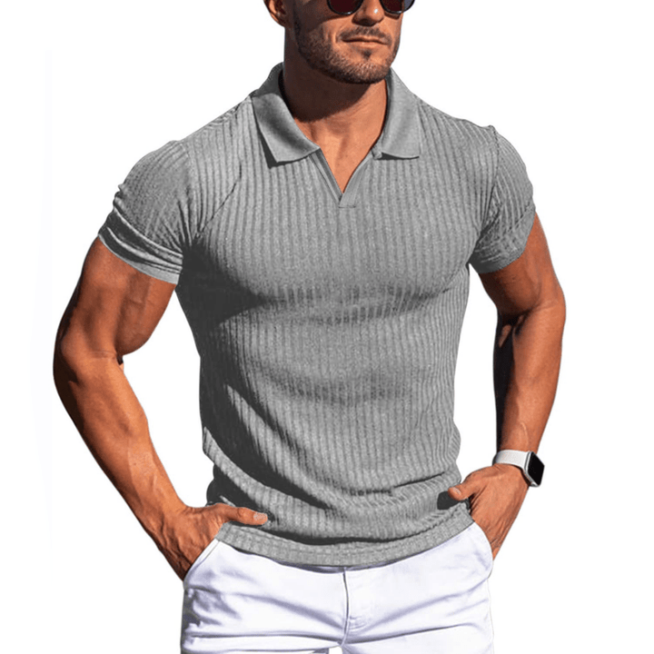 Johan | Men's Ribbed Short Sleeve Polo Shirt-Metro Lane Plaza