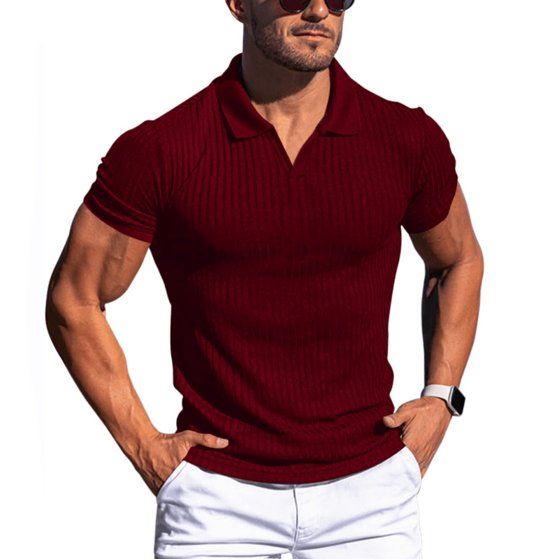 Johan | Men's Ribbed Short Sleeve Polo Shirt-Metro Lane Plaza