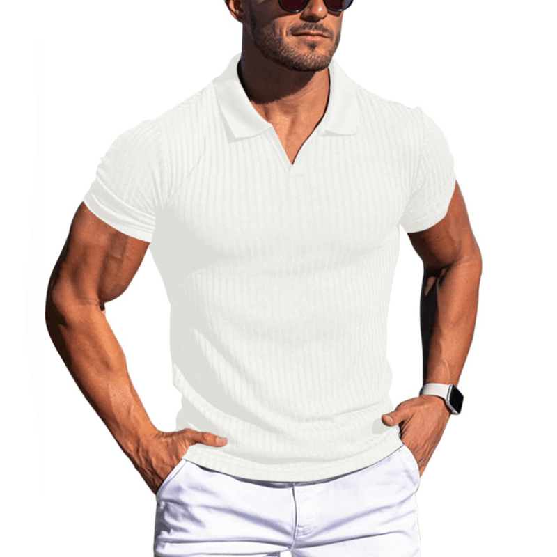 Johan | Men's Ribbed Short Sleeve Polo Shirt-Metro Lane Plaza