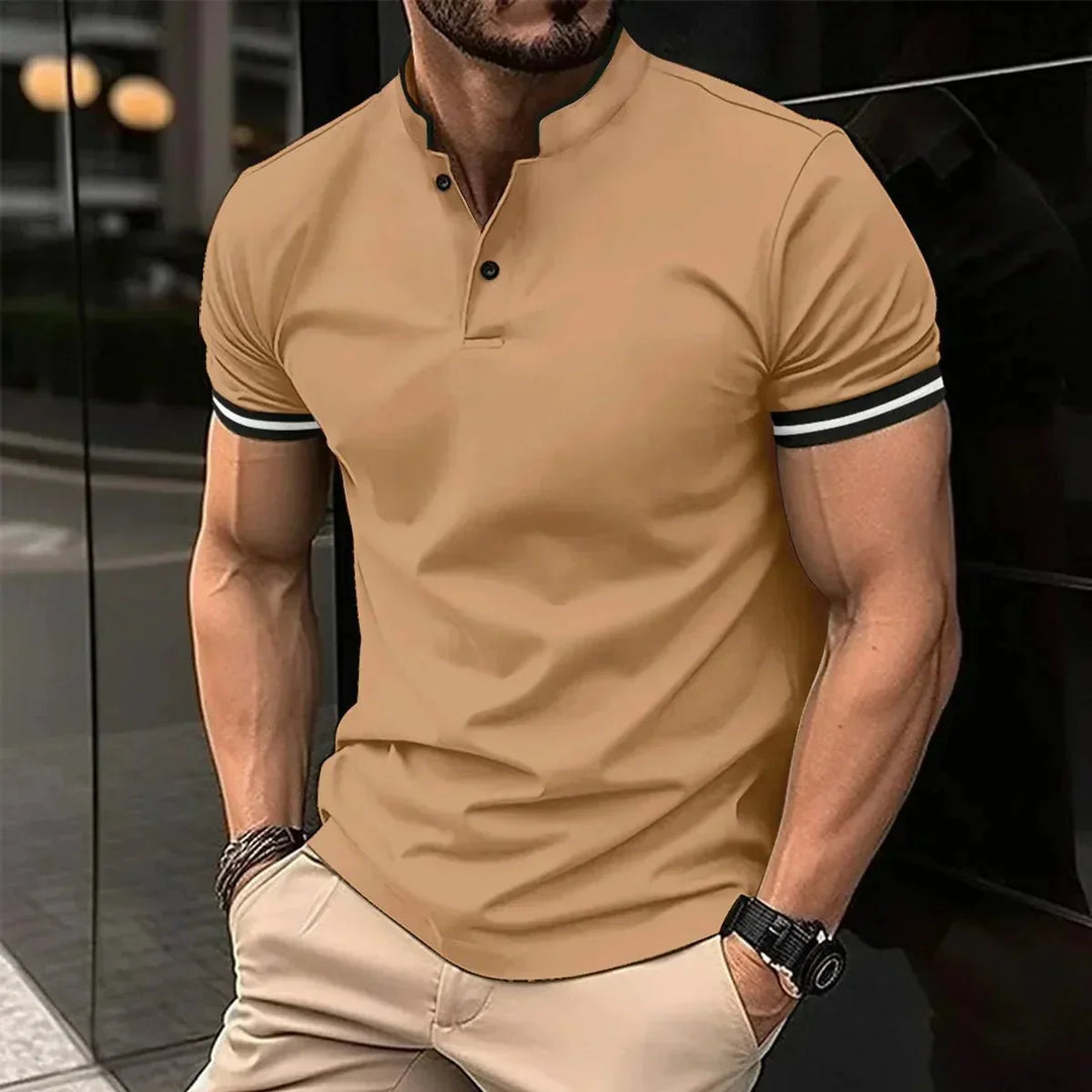 Jonas | Men's Stand-Up Collar Polo Shirt-Metro Lane Plaza