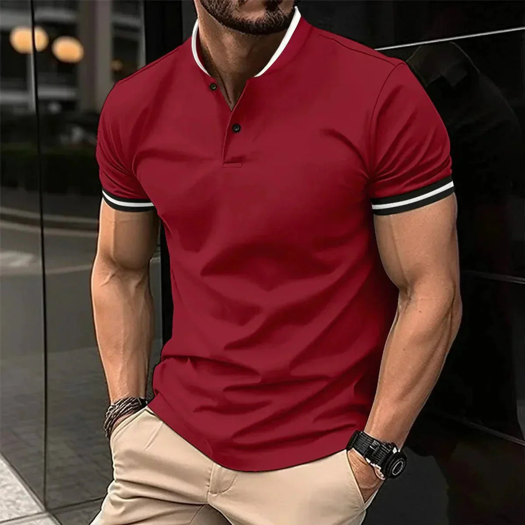 Jonas | Men's Stand-Up Collar Polo Shirt-Metro Lane Plaza
