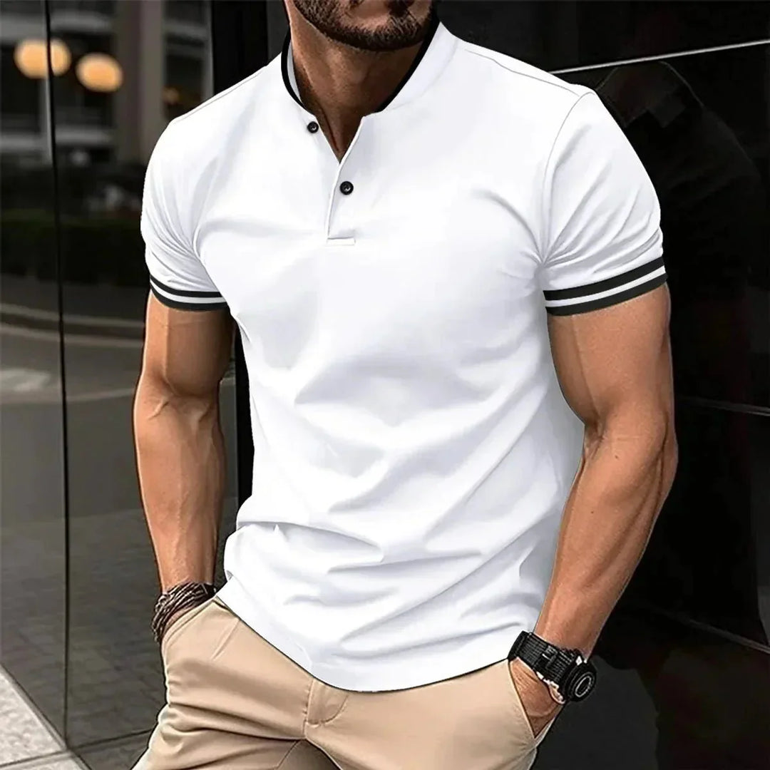 Jonas | Men's Stand-Up Collar Polo Shirt-Metro Lane Plaza