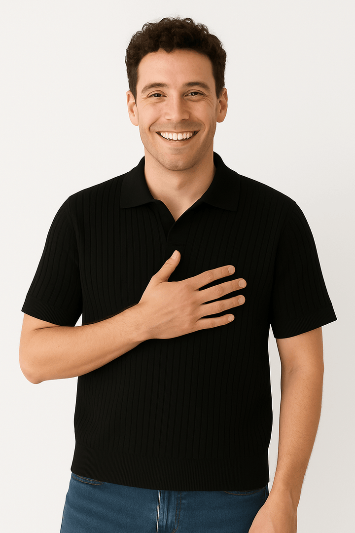 Jozef | Men's Short Sleeve Knitted Polo Shirt-Metro Lane Plaza