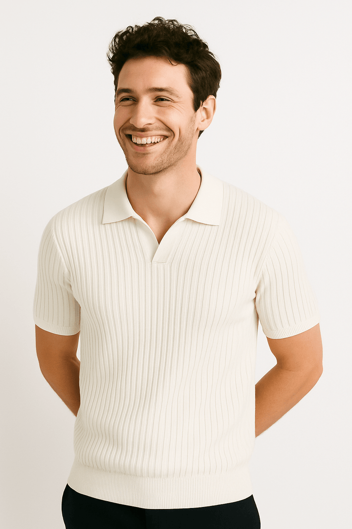 Jozef | Men's Short Sleeve Knitted Polo Shirt-Metro Lane Plaza