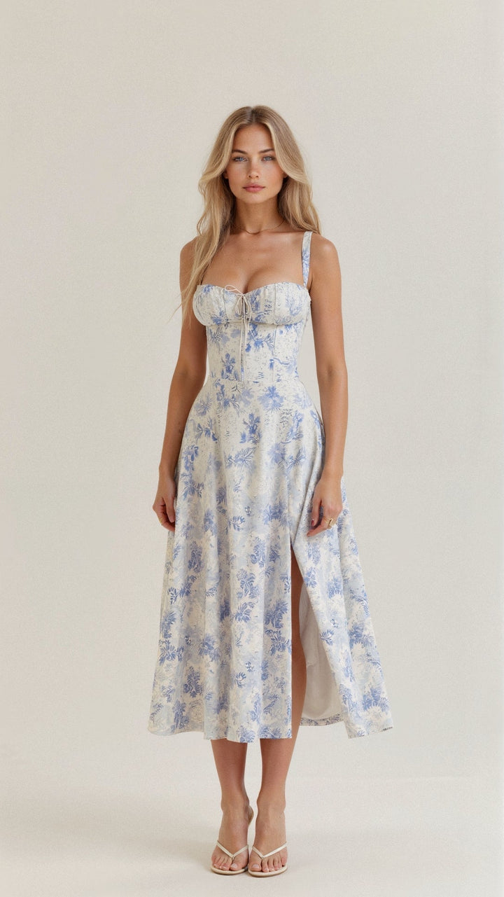 Kiana | Women's Corset Midi Dress-Metro Lane Plaza
