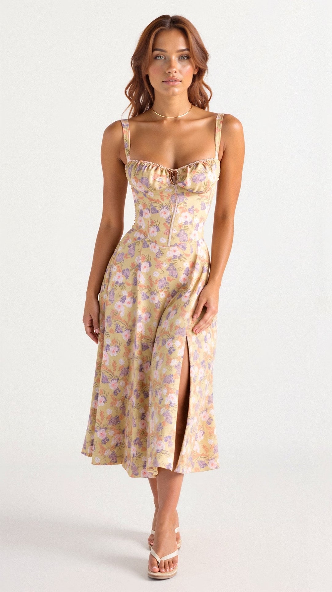 Kiana | Women's Corset Midi Dress-Metro Lane Plaza