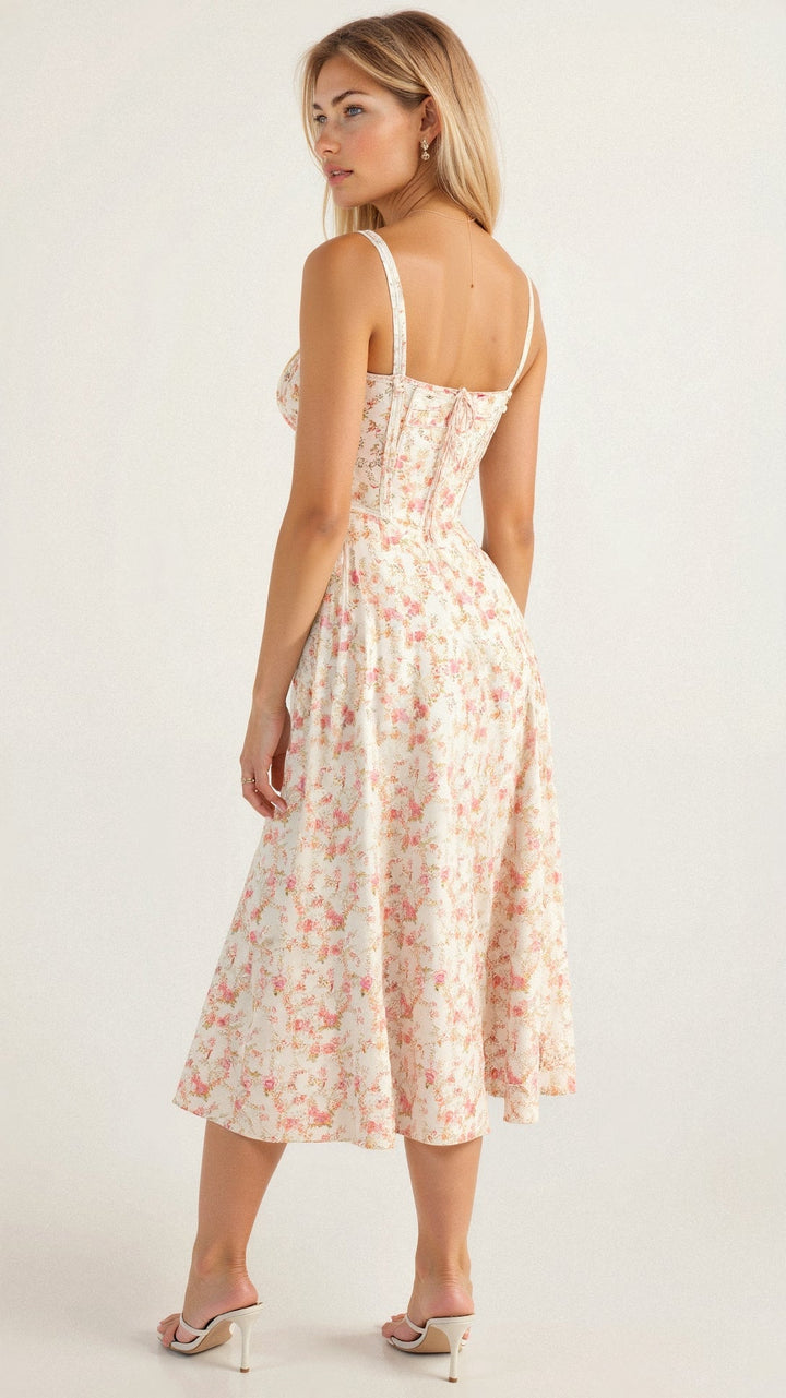 Kiana | Women's Corset Midi Dress-Metro Lane Plaza