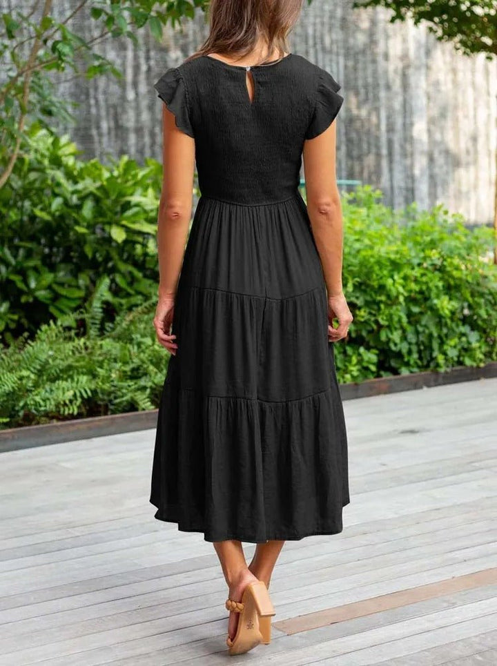 Leana | Women's Flowing A-Line Midi Dress-Metro Lane Plaza