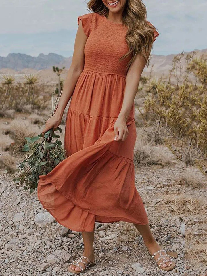 Leana | Women's Flowing A-Line Midi Dress-Metro Lane Plaza