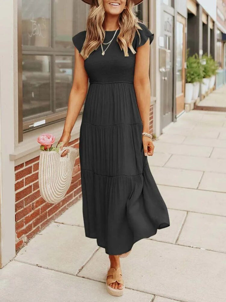 Leana | Women's Flowing A-Line Midi Dress-Metro Lane Plaza