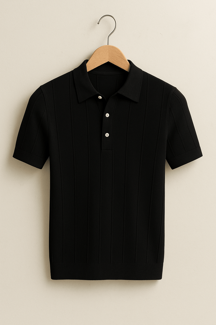 Liam | Men's Short Sleeve Knitted Polo Shirt-Metro Lane Plaza
