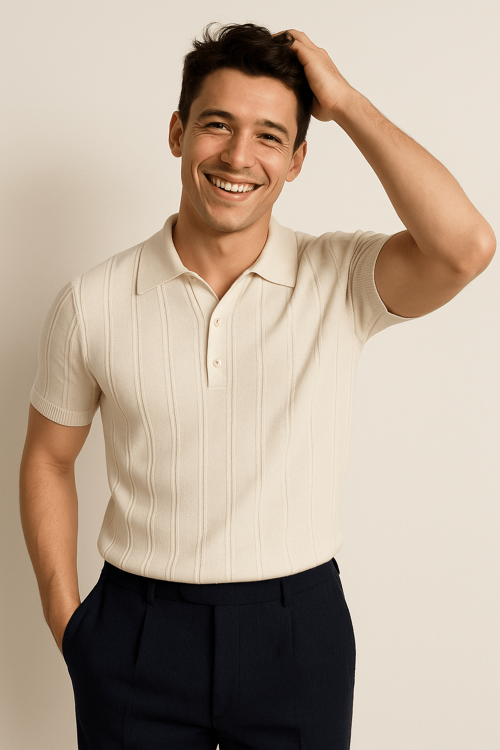 Liam | Men's Short Sleeve Knitted Polo Shirt-Metro Lane Plaza