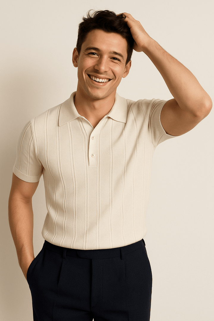 Liam | Men's Short Sleeve Knitted Polo Shirt-Metro Lane Plaza