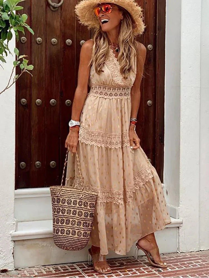 Lola | Women's Boho Lace Maxi Dress-Metro Lane Plaza