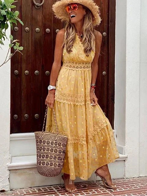 Lola | Women's Boho Lace Maxi Dress-Metro Lane Plaza