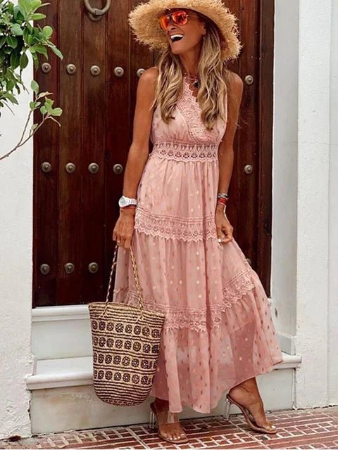 Lola | Women's Boho Lace Maxi Dress-Metro Lane Plaza
