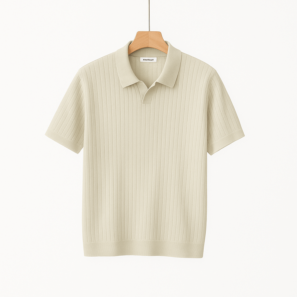 Lucas | Men's Short Sleeve Knitted Polo Shirt-Metro Lane Plaza